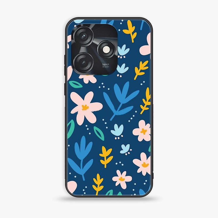 Tecno Spark 10 - Colorful Flowers - Premium Printed Glass soft Bumper shock Proof Case