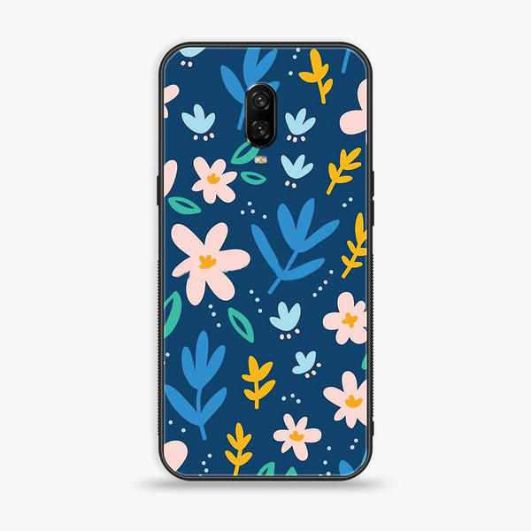 Oneplus 6T - Colorful Flowers - Premium Printed Glass soft Bumper Shock Proof Case