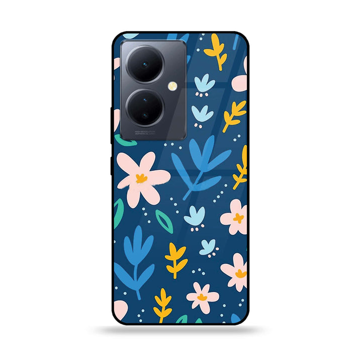 Vivo Y78 Plus 5G - Colorful Flowers - Premium Printed Glass soft Bumper Shock Proof Case