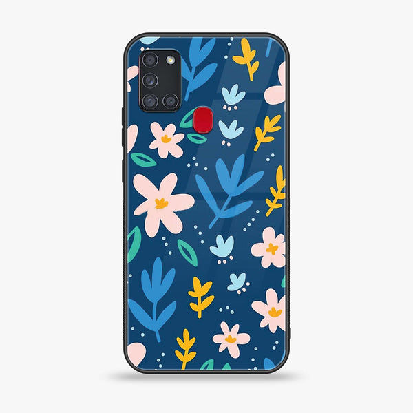Samsung Galaxy A21s - Colorful Flowers - Premium Printed Glass soft Bumper Shock Proof Case
