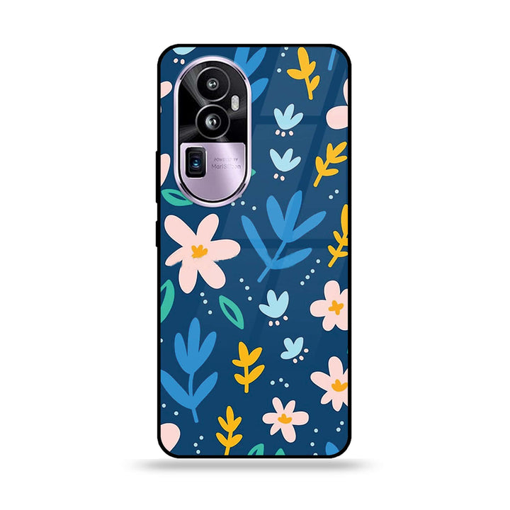 Oppo Reno 10 Pro Plus - Colorful Flowers - Premium Printed Glass soft Bumper Shock Proof Case