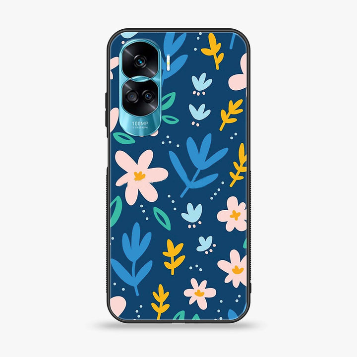 Honor 90 Lite - Colorful Flowers - Premium Printed Glass soft Bumper Shock Proof Case