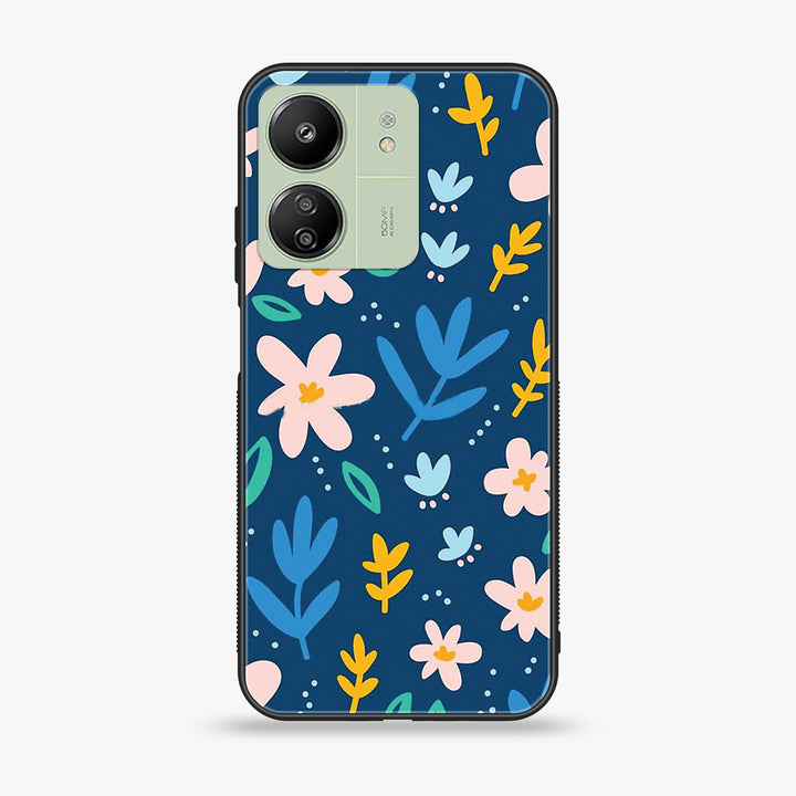 Xiaomi Redmi 13C - Colorful Flowers - Premium Printed Glass soft Bumper Shock Proof Case
