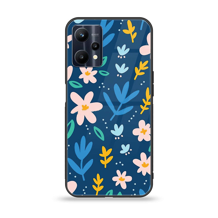 Realme V25 - Colorful Flowers - Premium Printed Glass soft Bumper Shock Proof Case