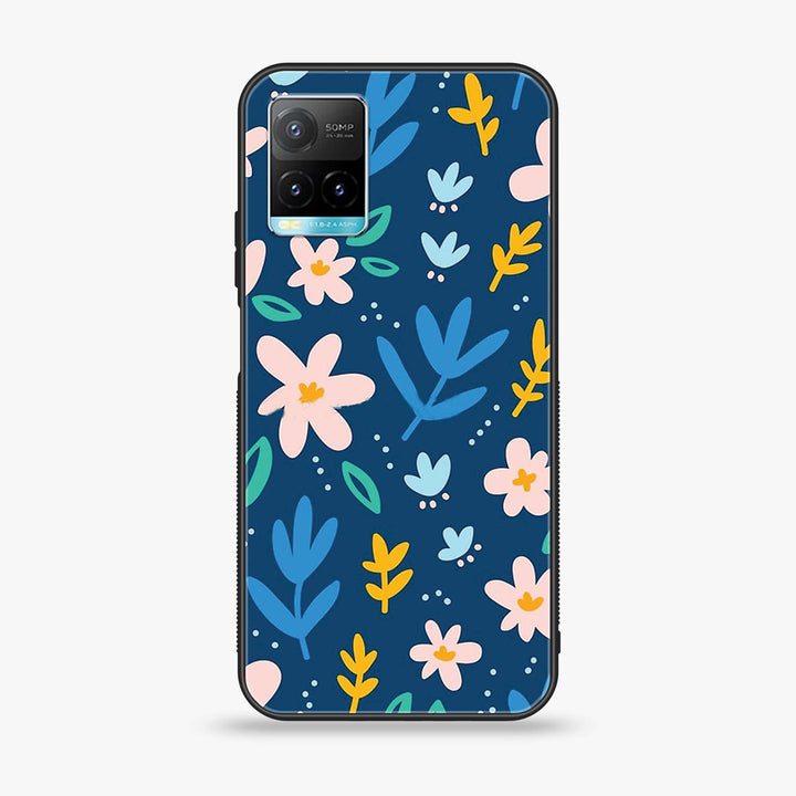 Vivo Y21a - Colorful Flowers - Premium Printed Glass soft Bumper Shock Proof Case