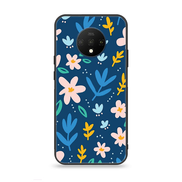 OnePlus 7T - Colorful Flowers - Premium Printed Glass soft Bumper Shock Proof Case