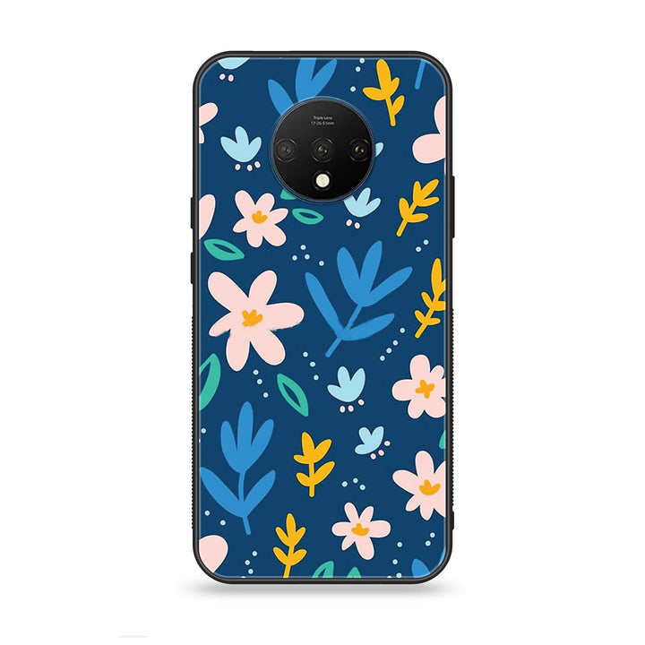OnePlus 7T - Colorful Flowers - Premium Metal Printed soft Bumper Shock Proof Case