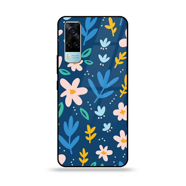 Vivo Y53s 4G - Colorful Flowers - Premium Printed Glass soft Bumper Shock Proof Case