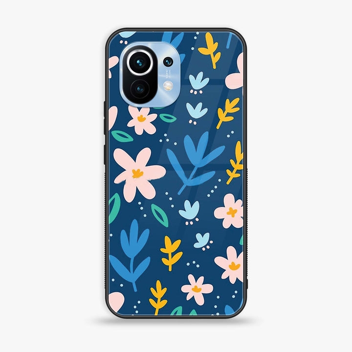 Xiaomi 11 Lite 5G NE - Colorful Flowers - Premium Printed Glass soft Bumper Shock Proof Case