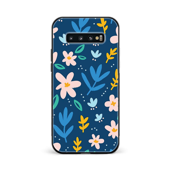 Galaxy S10 Plus - Colorful Flowers - Premium Printed Glass soft Bumper Shock Proof Case