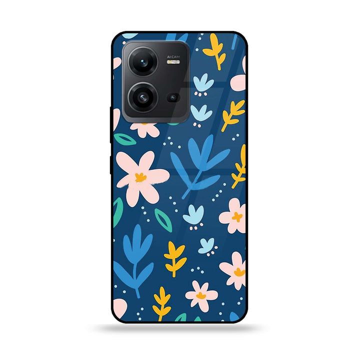 Vivo V25 5G - Colorful Flowers - Premium Printed Glass soft Bumper Shock Proof Case