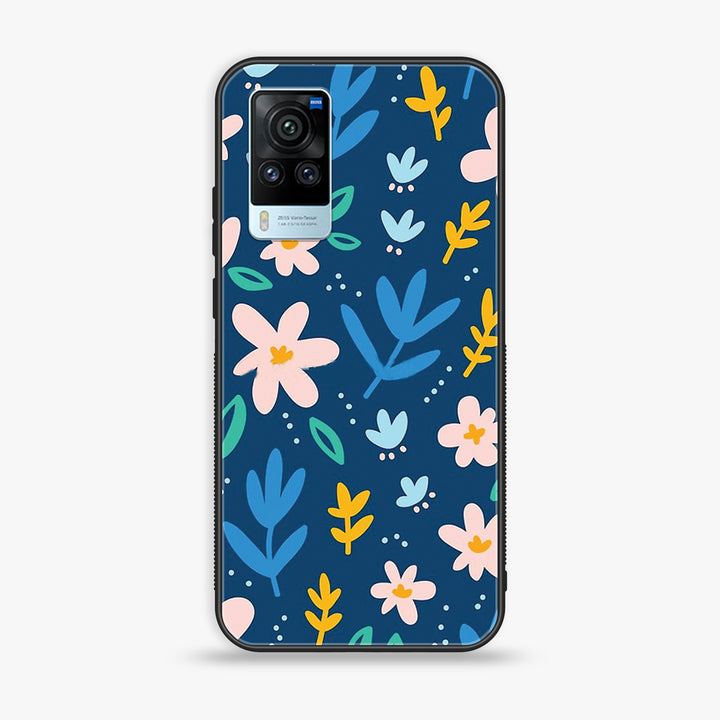 Vivo X60 Pro - Colorful Flowers - Premium Printed Glass soft Bumper Shock Proof Case