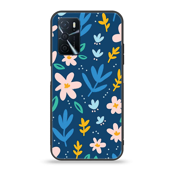 OPPO A16 - Colorful Flowers - Premium Printed Glass soft Bumper Shock Proof Case