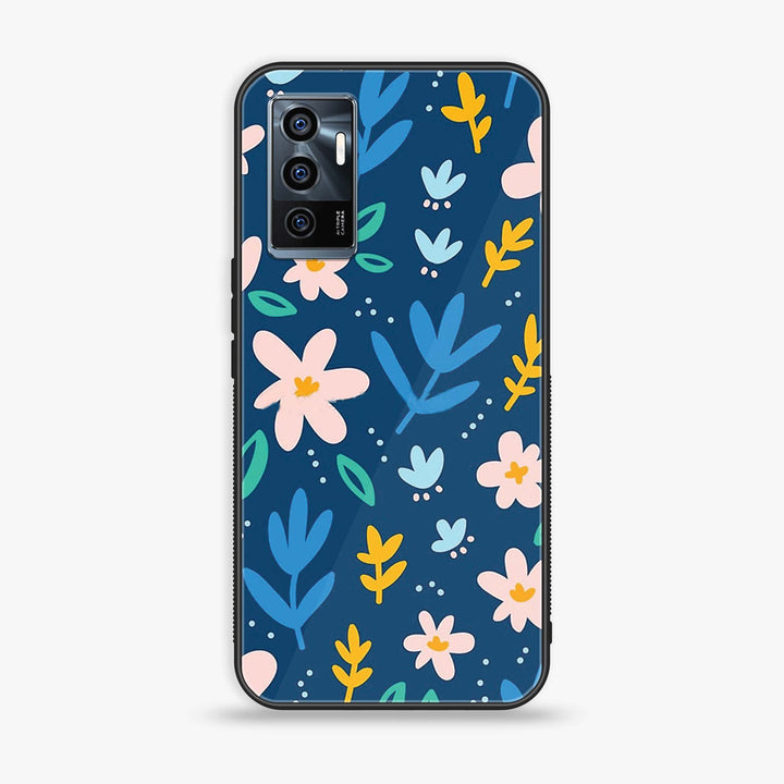 Vivo V23e - Colorful Flowers - Premium Printed Glass soft Bumper Shock Proof Case