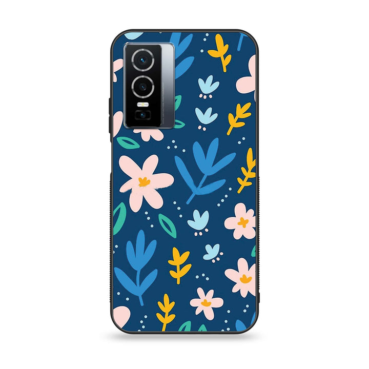 Vivo Y76 5g - Colorful Flowers - Premium Printed Glass soft Bumper shock Proof Case