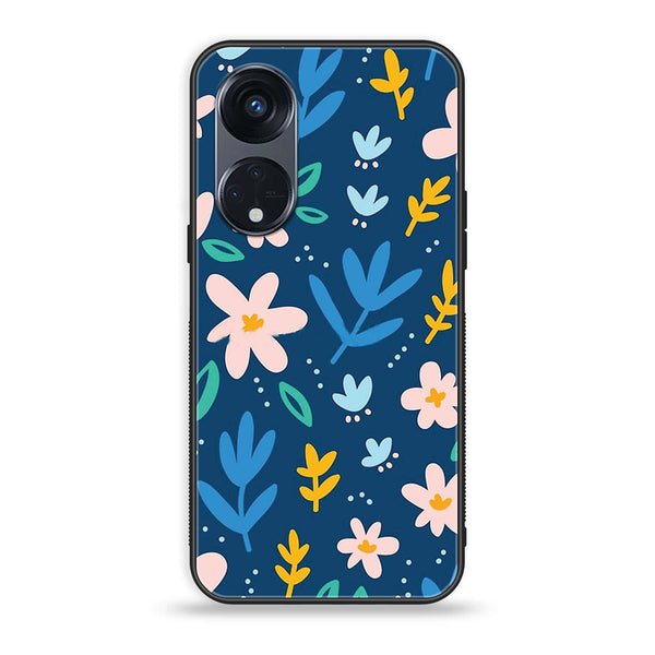 OPPO Reno 8T 5G - Colorful Flowers - Premium Printed Glass soft Bumper Shock Proof Case