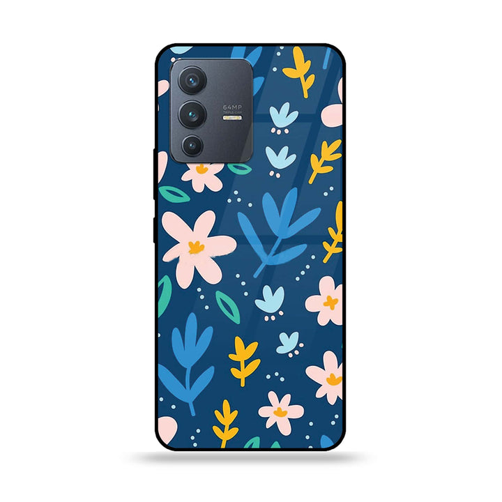 Vivo V23 5G - Colorful Flowers - Premium Printed Glass soft Bumper Shock Proof Case