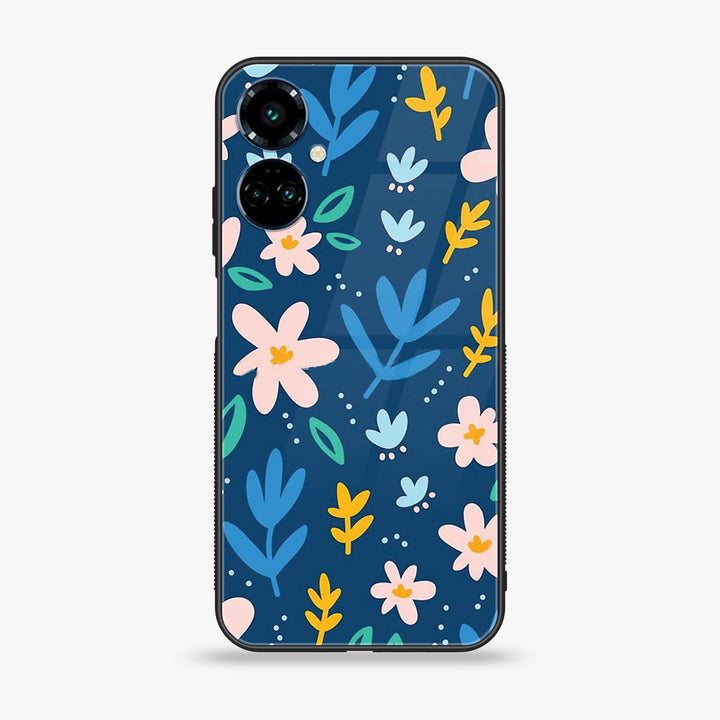 Tecno Camon 19 Pro - Colorful Flowers - Premium Printed Glass soft Bumper Shock Proof Case