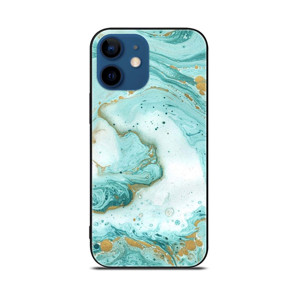 iPhone 11 - Aqua Blue Marble Design - Premium Printed Glass soft Bumper shock Proof Case