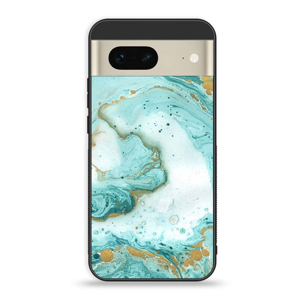 Google Pixel 7 - Aqua Blue Marble Design - Premium Printed Glass soft Bumper Shock Proof Case