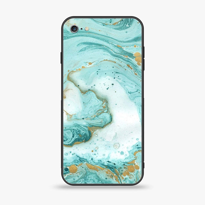 iPhone 6 Plus - Aqua Blue Marble Design - Premium Printed Glass soft Bumper shock Proof Case