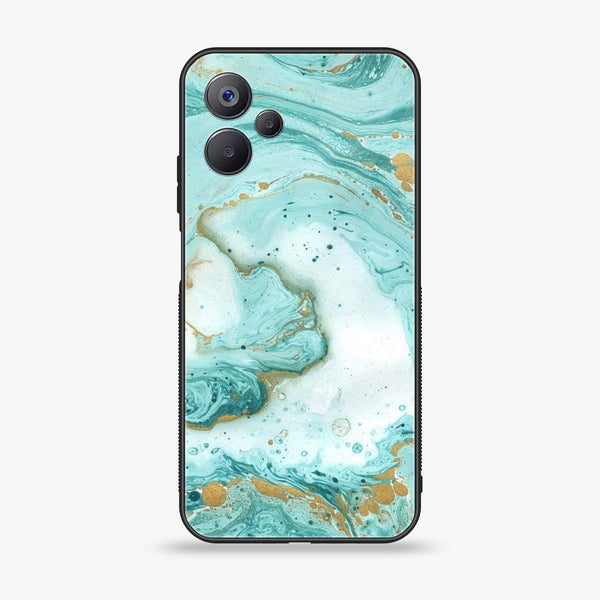 Realme 10 5G - Aqua Blue Marble Design - Premium Printed Glass soft Bumper Shock Proof Case