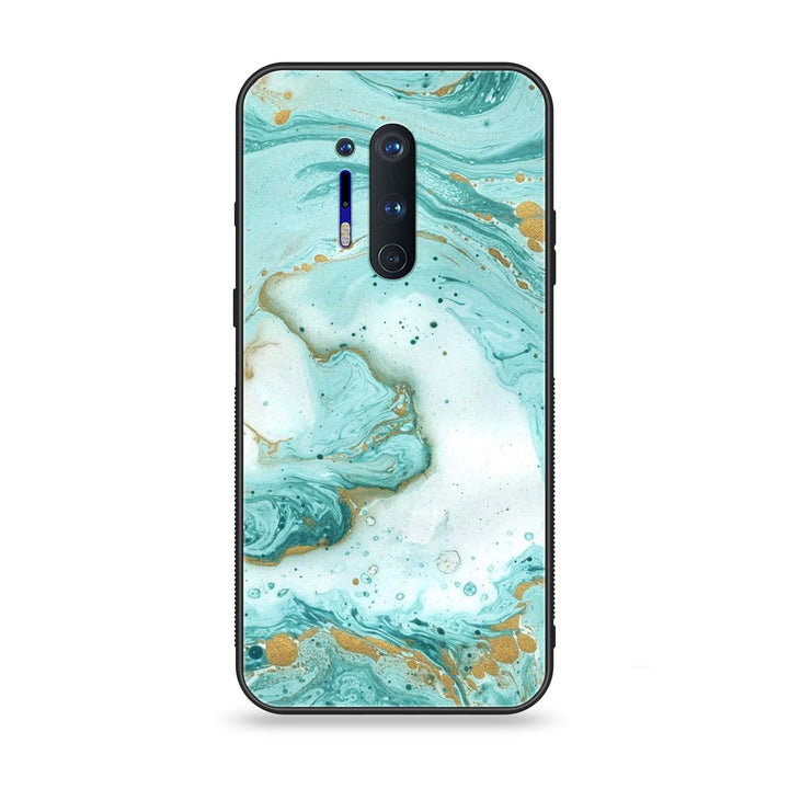 OnePlus 8 Pro - Aqua Blue Marble Design - Premium Metal Printed soft Bumper Shock Proof Case