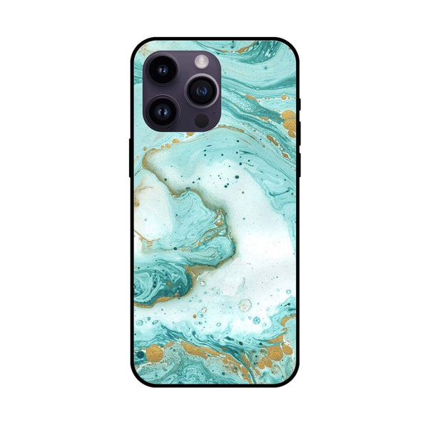 iPhone 12 Pro - Aqua Blue Marble Design - Premium Metal Printed soft Bumper shock Proof Case
