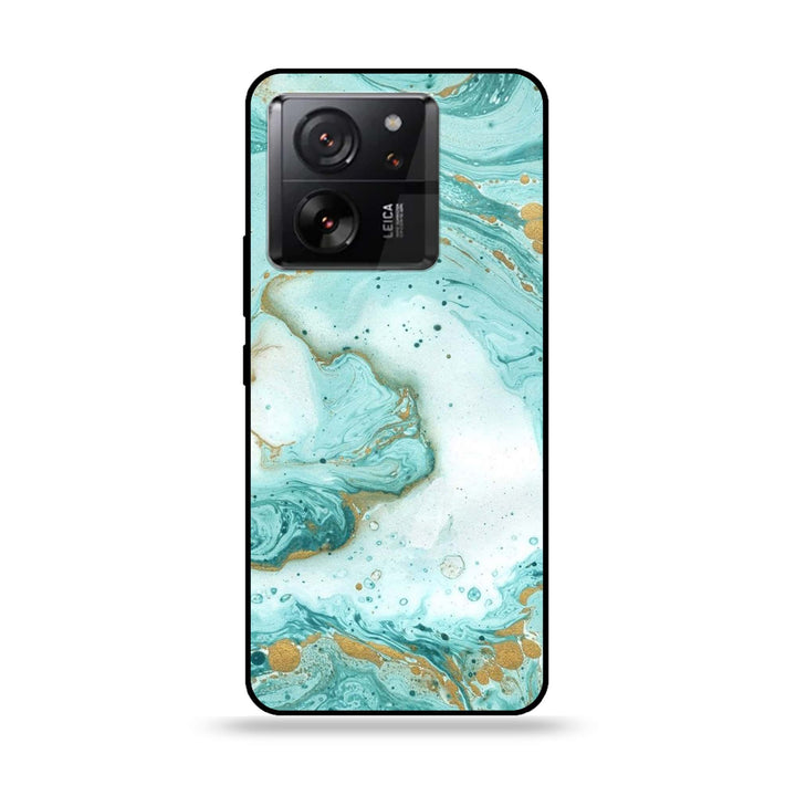 Xiaomi 13T Pro - Aqua Blue Marble Design - Premium Printed Glass soft Bumper Shock Proof Case