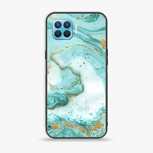Oppo F17 Pro /A93 4G/ RENO 4 LITE  - Aqua Blue Marble Design - Premium Printed Glass soft Bumper Shock Proof Case CS-14022