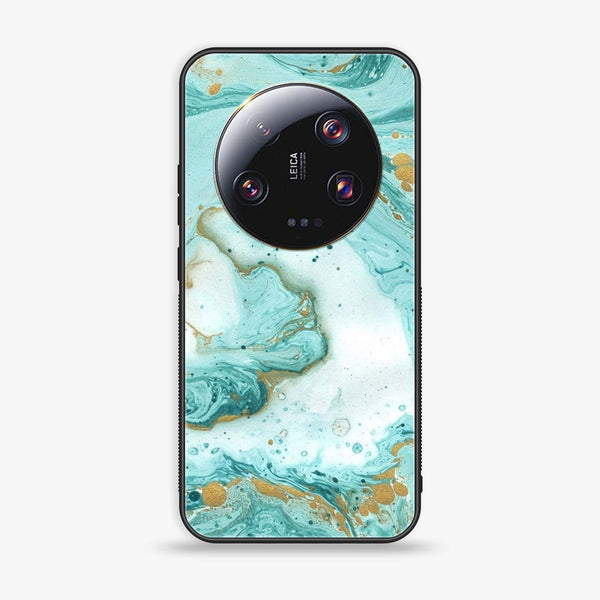 Xiaomi 13 Ultra - Aqua Blue Marble Design - Premium Printed Glass soft Bumper Shock Proof Case