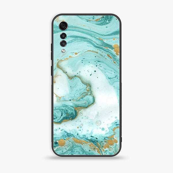 LG Velvet - Aqua Blue Marble Design - Premium Printed Glass soft Bumper shock Proof Case CS-22233