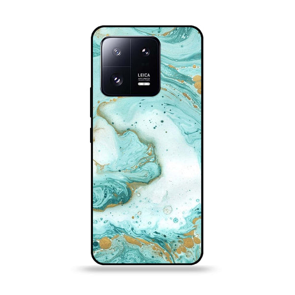 Xiaomi 13 Pro- Aqua Blue Marble Design - Premium Printed Glass soft Bumper Shock Proof Case CS-12840