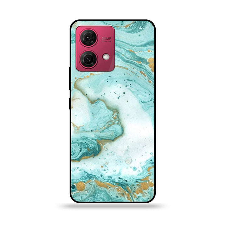 Motorola Moto G84 - Aqua Blue Marble Design - Premium Printed Glass soft Bumper Shock Proof Case