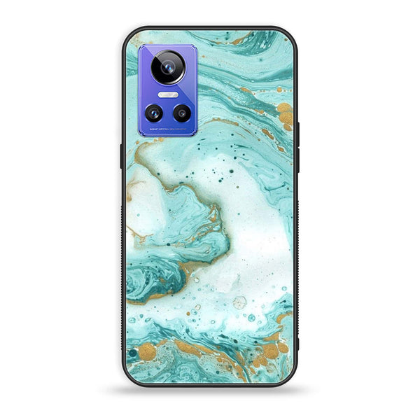 Realme GT Neo 3 - Aqua Blue Marble Design - Premium Printed Glass soft Bumper Shock Proof Case