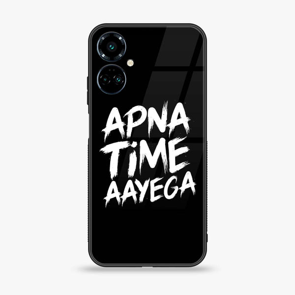 Tecno Camon 19 Pro - Apna Time Ayega - Premium Printed Glass soft Bumper Shock Proof Case