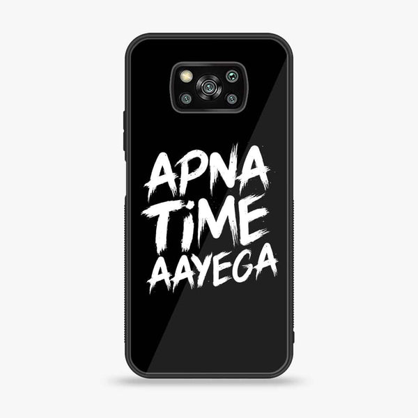 Xiaomi Poco X3 Pro - Apna Time Ayega - Premium Printed Glass soft Bumper Shock Proof Case