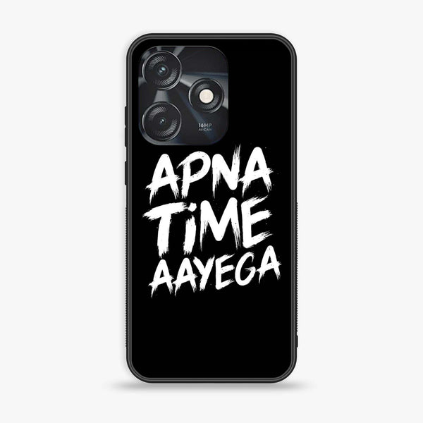 Tecno Spark 10 - Apna Time Ayega - Premium Printed Glass soft Bumper shock Proof Case