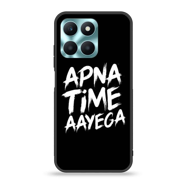 Honor X6a - Apna Time Ayega - Premium Printed Glass soft Bumper Shock Proof Case
