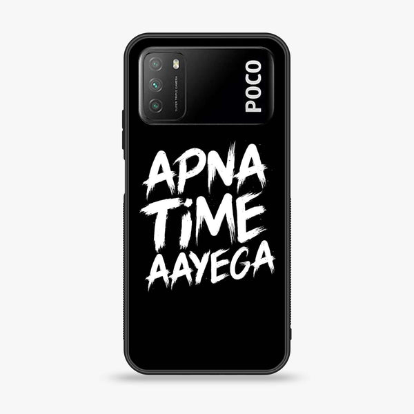 Xiaomi Poco M3 - Apna Time Ayega - Premium Printed Glass soft Bumper Shock Proof Case