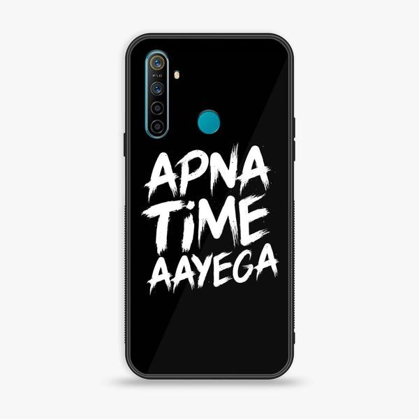 Realme 5 - Apna Time Ayega - Premium Printed Glass soft Bumper Shock Proof Case