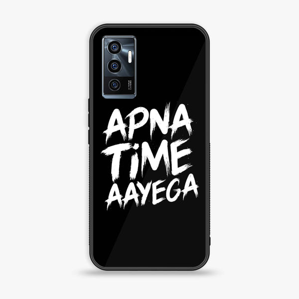Vivo V23e - Apna Time Ayega - Premium Printed Glass soft Bumper Shock Proof Case