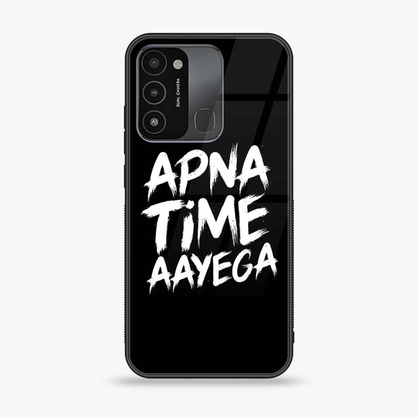Tecno Spark 8C - Apna Time Ayega - Premium Printed Glass soft Bumper Shock Proof Case CS-15067