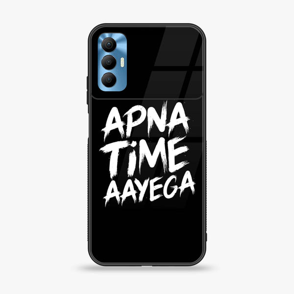 Tecno Spark 8 Pro - Apna Time Ayega - Premium Printed Glass soft Bumper Shock Proof Case