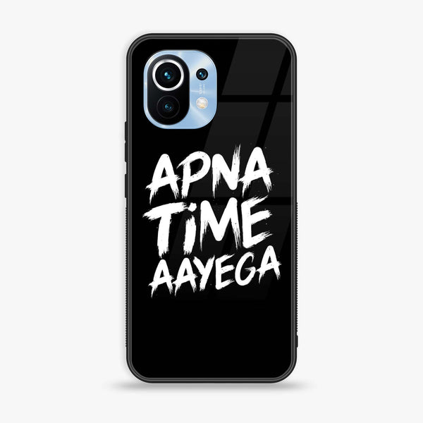 Mi 11 Lite - Apna Time Ayega - Premium Printed Glass soft Bumper Shock Proof Case