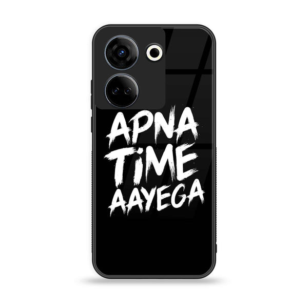 Tecno Camon 20 - Apna Time Ayega - Premium Printed Glass soft Bumper shock Proof Case