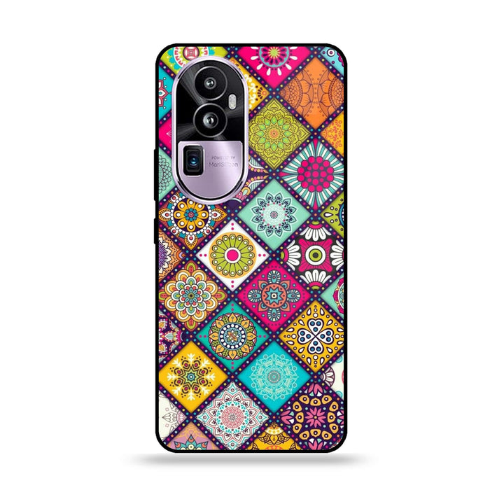 Oppo Reno 10 Pro Plus - Mandala Art Design - Premium Printed Glass soft Bumper Shock Proof Case