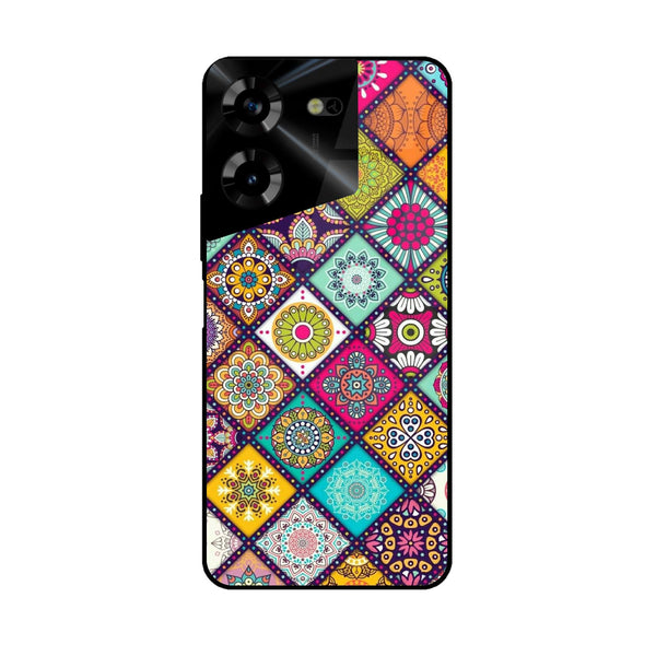 Tecno Pova 5 - Mandala Art Design - Premium Printed Glass soft Bumper Shock Proof Case CS-41063