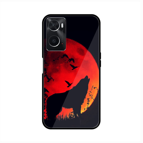 oppo A96  Wolf Series  Premium Printed Glass soft Bumper shock Proof Case