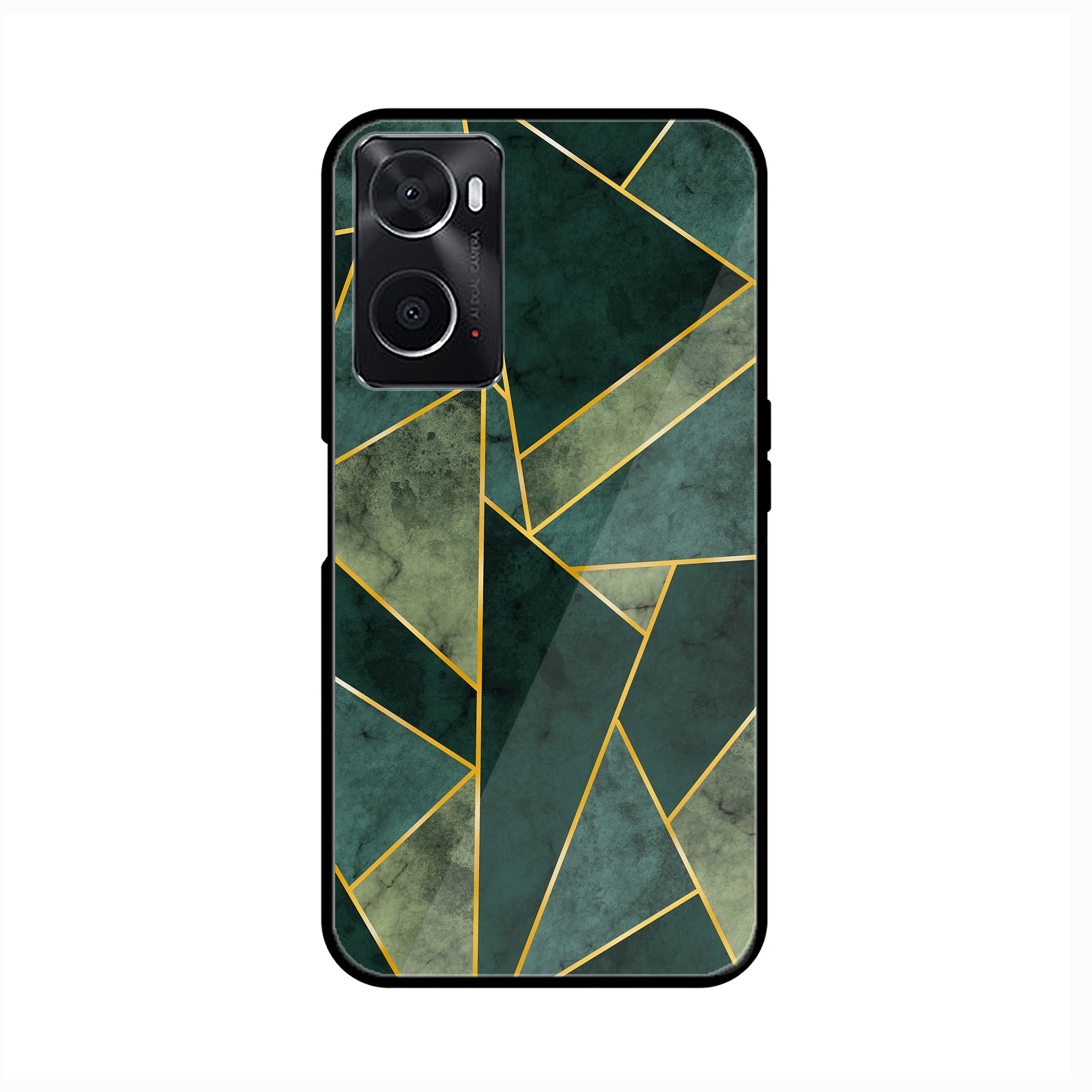 Oppo A96  Geometric Marble Series  Premium Printed Glass soft Bumper shock Proof Case
